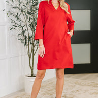 Portfolio Quarter Sleeve Dress in Red