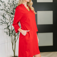 Portfolio Quarter Sleeve Dress in Red