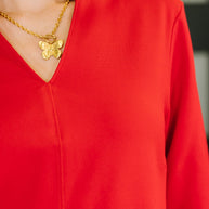 Portfolio Quarter Sleeve Dress in Red