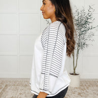Preoccupied Striped Sleeve Top in Black
