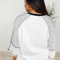 Preoccupied Striped Sleeve Top in Black