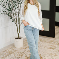 Preoccupied Striped Sleeve Top in Tan