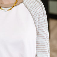 Preoccupied Striped Sleeve Top in Tan