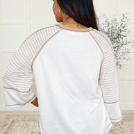 Preoccupied Striped Sleeve Top in Tan