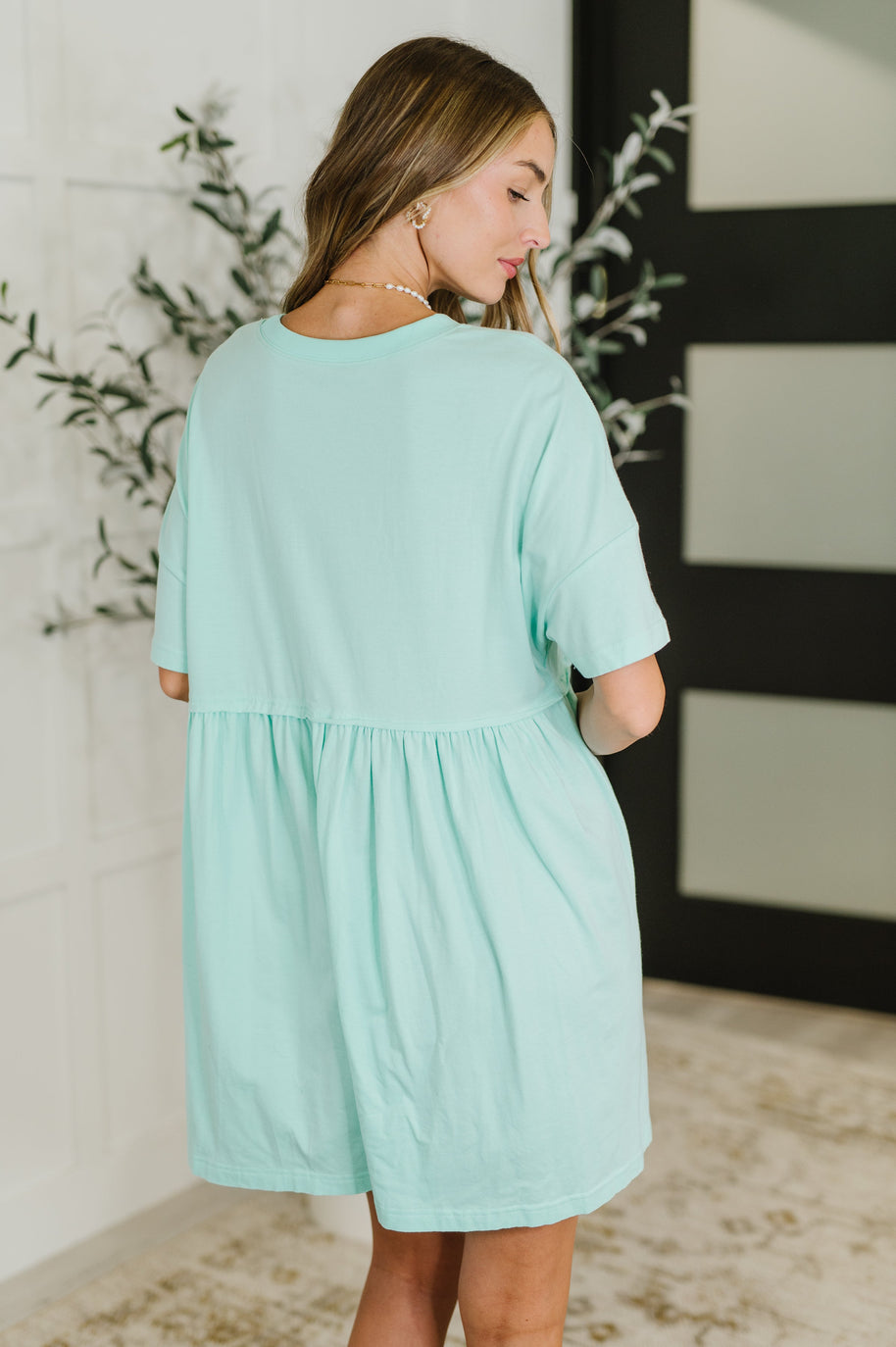PREORDER: Relaxed Drop Shoulder Dress in Aqua