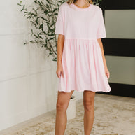 PREORDER: Relaxed Drop Shoulder Dress in Light Pink