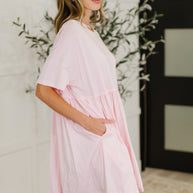PREORDER: Relaxed Drop Shoulder Dress in Light Pink