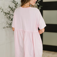 PREORDER: Relaxed Drop Shoulder Dress in Light Pink