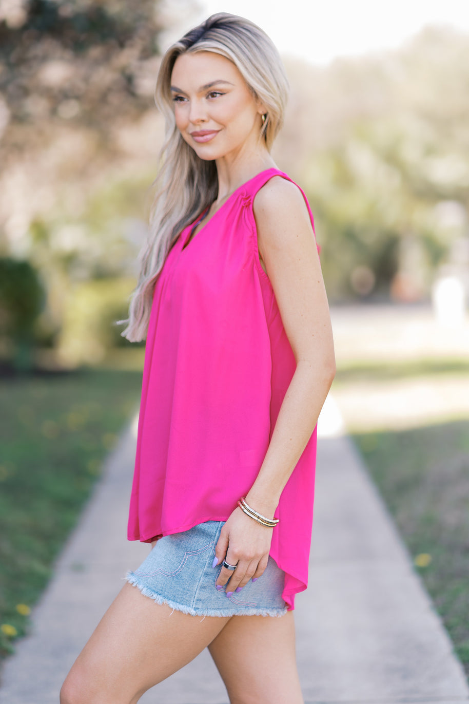 Pink Petals Sleeveless Top