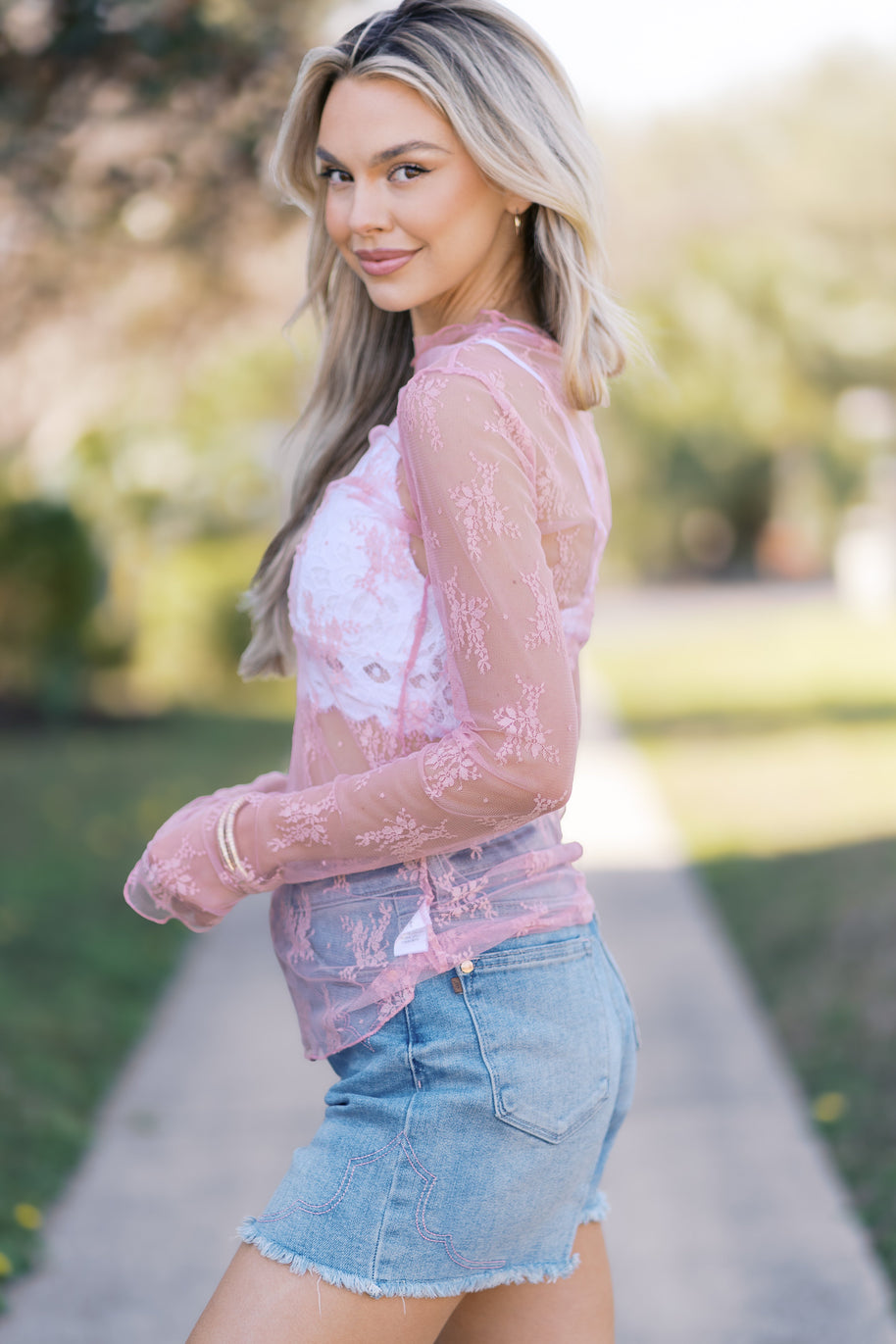 Pink Lace Embrace Top
