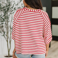 Sass in Session Relaxed Top in Cream Red