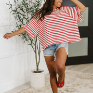 Sass in Session Relaxed Top in Cream Red