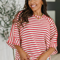 Sass in Session Relaxed Top in Cream Red