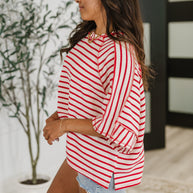 Sass in Session Relaxed Top in Cream Red