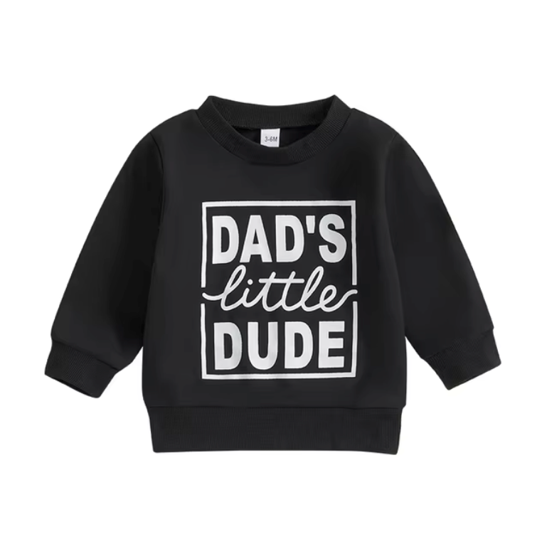 Dad's Little Dude Black Crewneck
