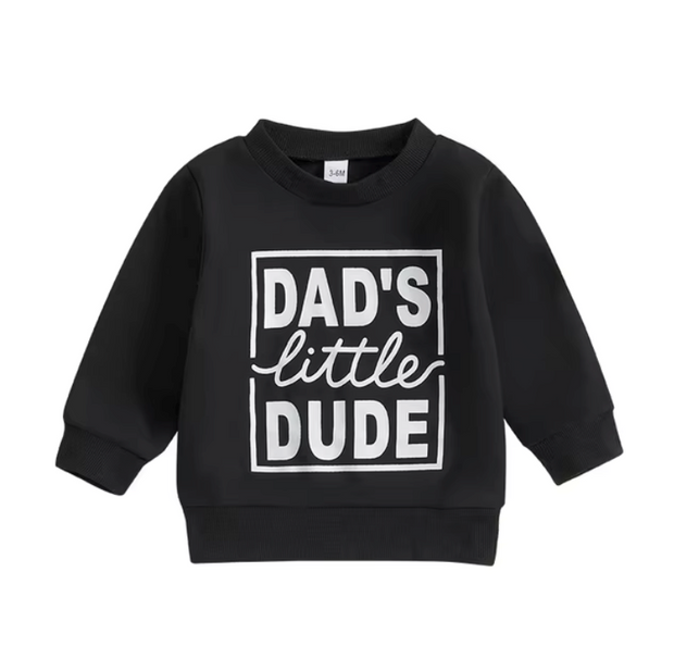 Dad's Little Dude Black Crewneck