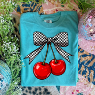Plaid Cherries Graphic Tee