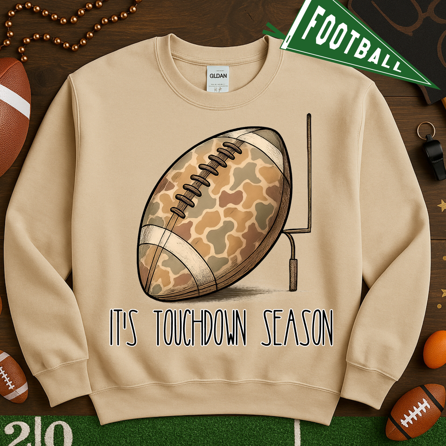 Camo Football Goal Graphic Crewneck