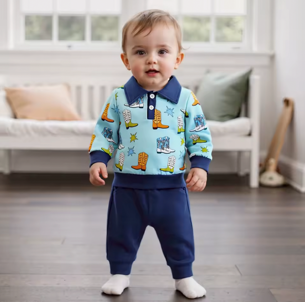 Blue Collared Cowboy Lounge Set