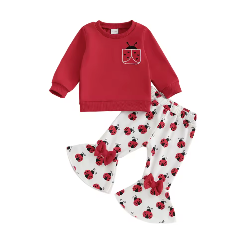 Lady Bug Crewneck and Bell Set