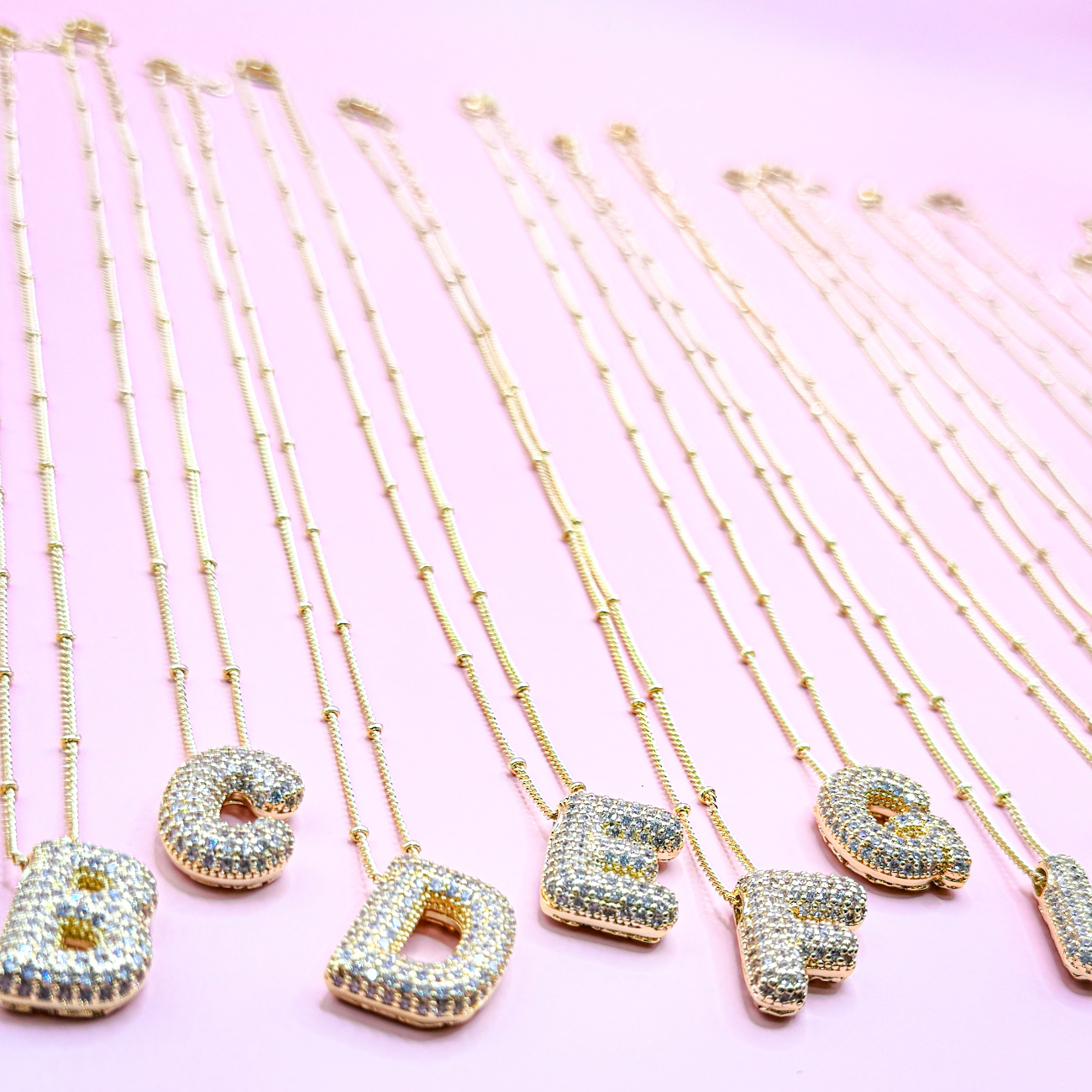 18K Gold Plated Bubble Initial Necklace