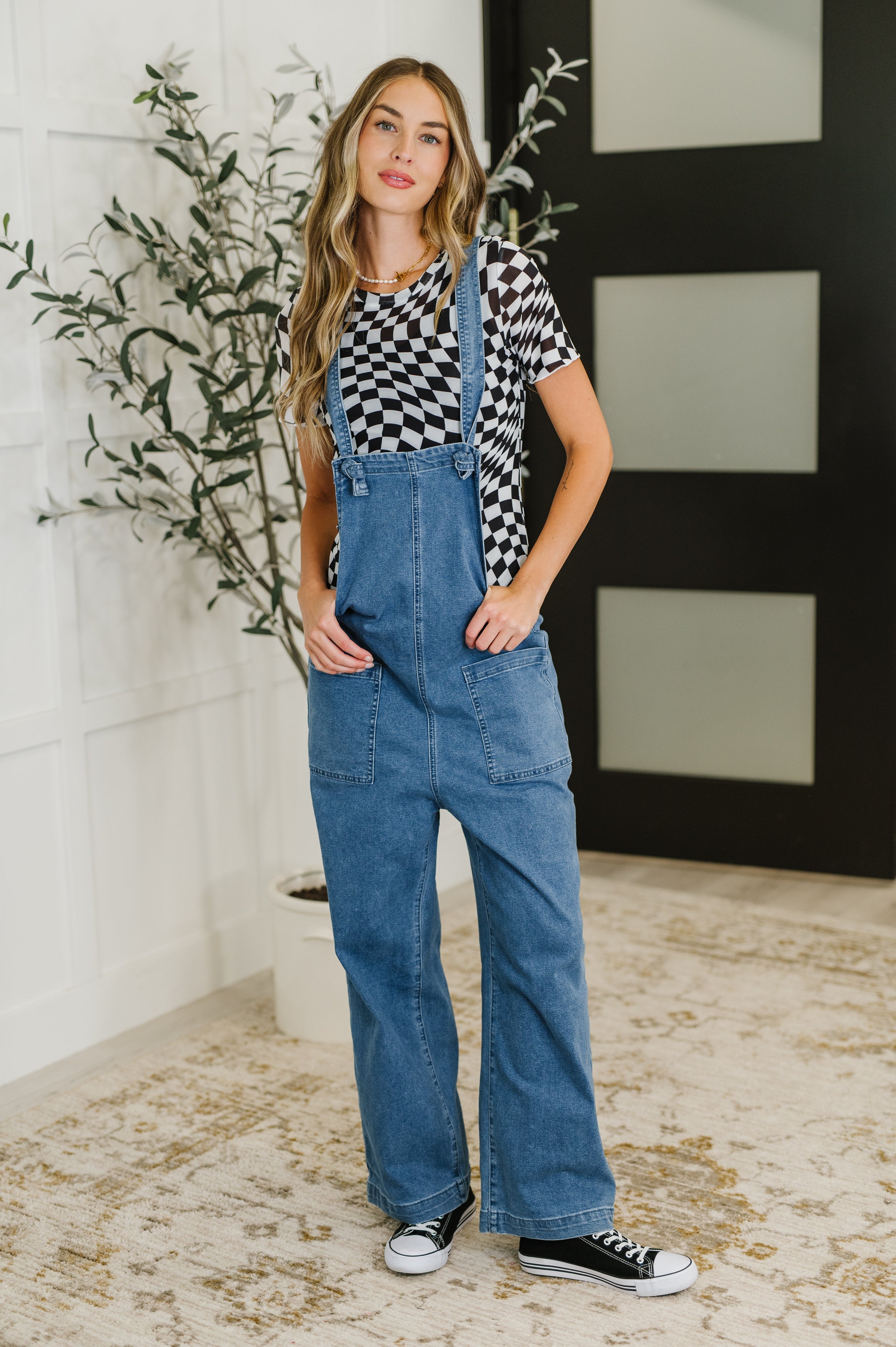 PREORDER: Sheer Checkered Layering Short Sleeve Top