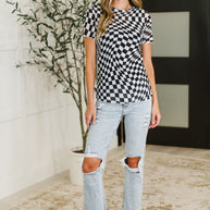 PREORDER: Sheer Checkered Layering Short Sleeve Top