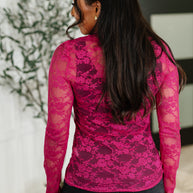 Sheer Intentions Lace Layering Top Fuchsia