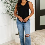 Simpler Times Basic V-Neck Tank in Black