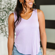 Simpler Times Basic V-Neck Tank in Lavender