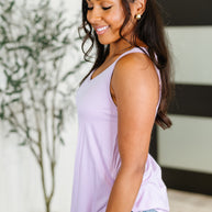 Simpler Times Basic V-Neck Tank in Lavender