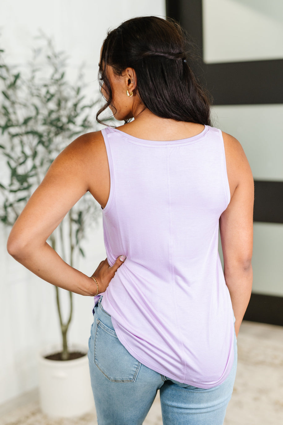 Simpler Times Basic V-Neck Tank in Lavender
