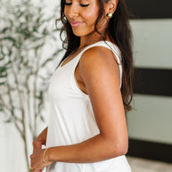 Simpler Times Basic V-Neck Tank in Off White