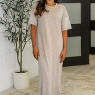 Soft But Savage Casual T-Shirt Dress in Beige