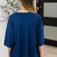Stay On Top Relaxed Tee in Light Navy