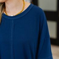 Stay On Top Relaxed Tee in Light Navy