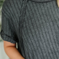 Sunday's Bestie Mineral Wash Top in Ash Black