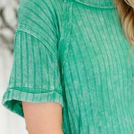 Sunday's Bestie Mineral Wash Top in Kelly Green