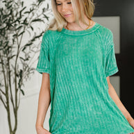 Sunday's Bestie Mineral Wash Top in Kelly Green