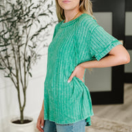Sunday's Bestie Mineral Wash Top in Kelly Green