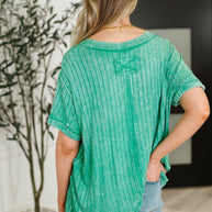 Sunday's Bestie Mineral Wash Top in Kelly Green