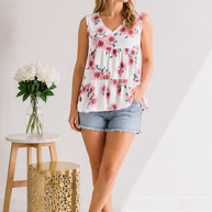 Sunflowers in Pink - Sleeveless Top