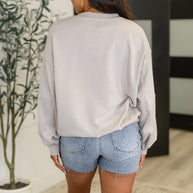 Sweet with a Side Eye Drop Shoulder Pullover in Taupe