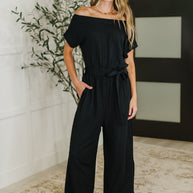 PREORDER: Textured Knit Jumpsuit in Black