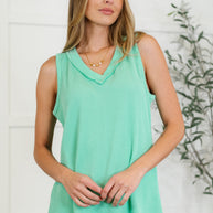 Thread Lightly Ribbed Knit Tank in Tiffany Blue