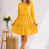 Tiered Decadence Mustard Dress