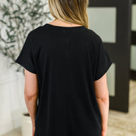 Top Shelf Basic V-Neck Ribbed Tee in Black