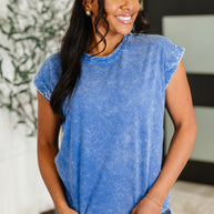 Top That Mineral Wash Tee in Classic Blue