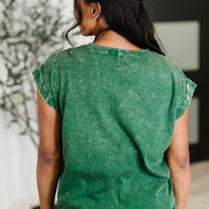 Top That Mineral Wash Tee in Dark Green