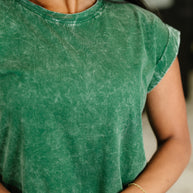 Top That Mineral Wash Tee in Dark Green